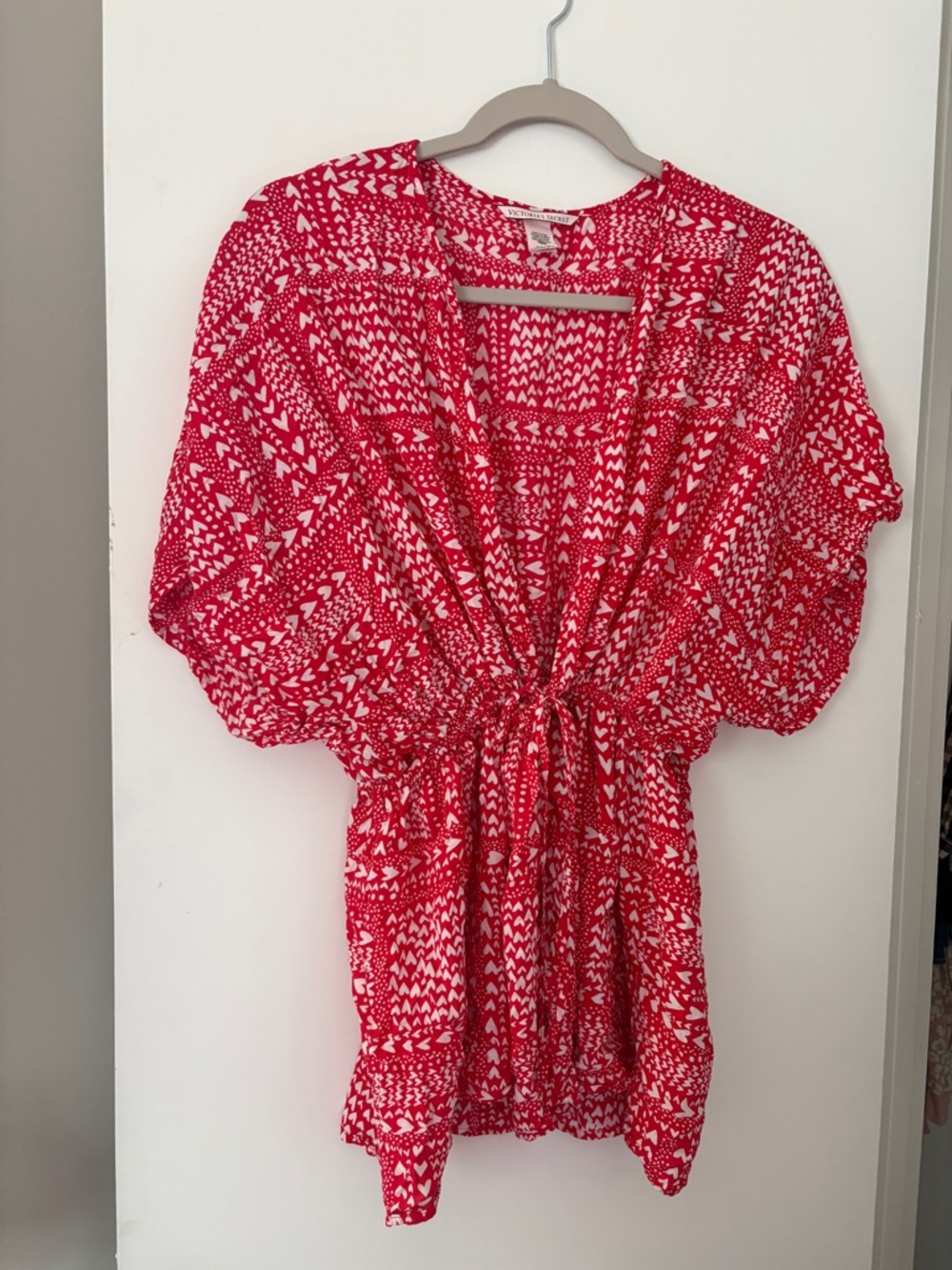 Victoria's Secret Red and White Drawstring Waist Tunic